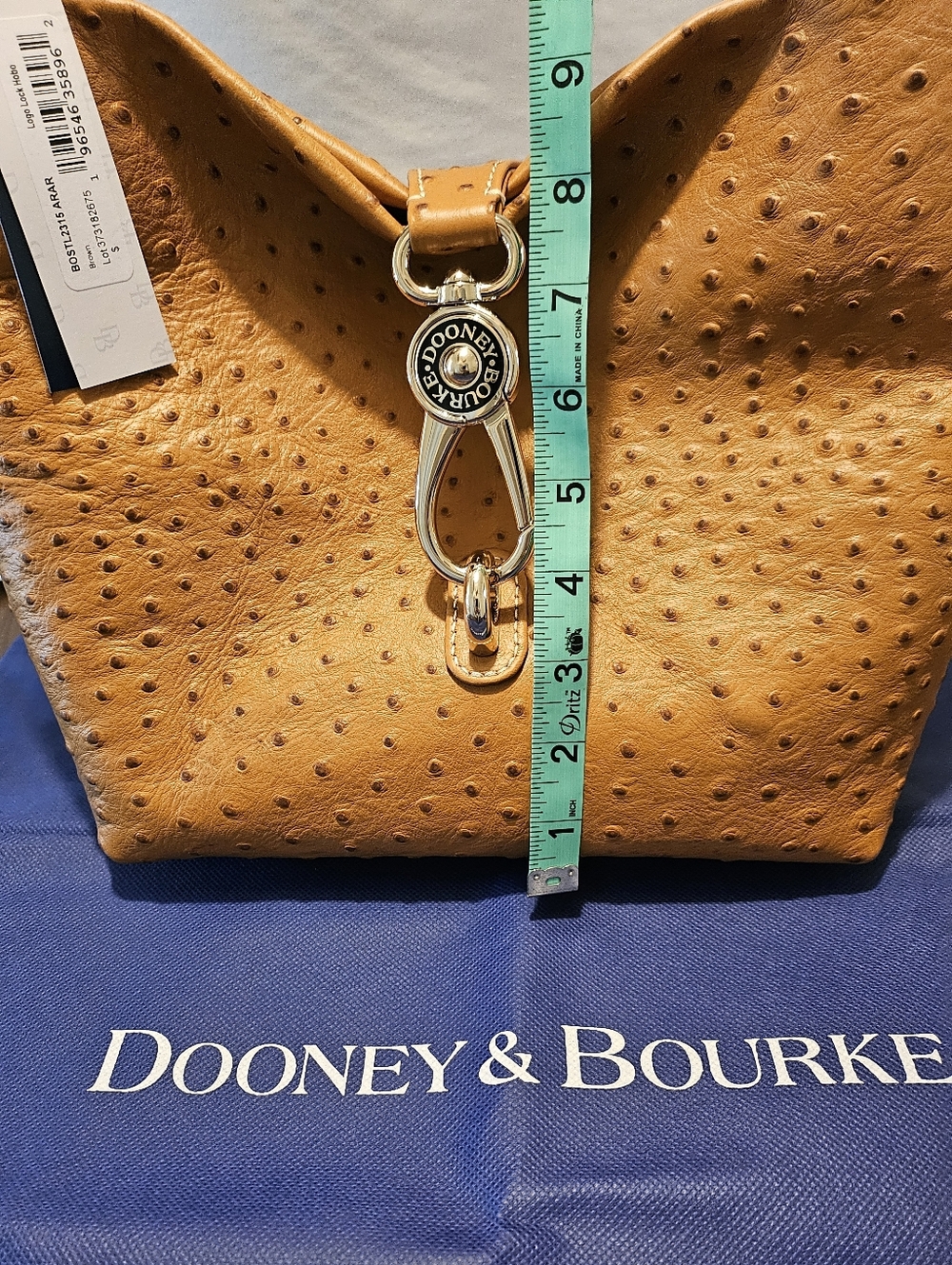 Dooney & Bourke Ostrich Logo Lock Hobo - Picture 10 of 11